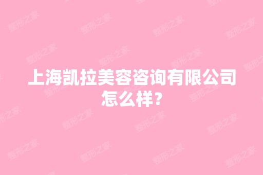 上海凯拉美容咨询有限公司怎么样？