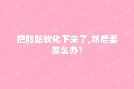 把脂肪软化下来了,然后要怎么办？