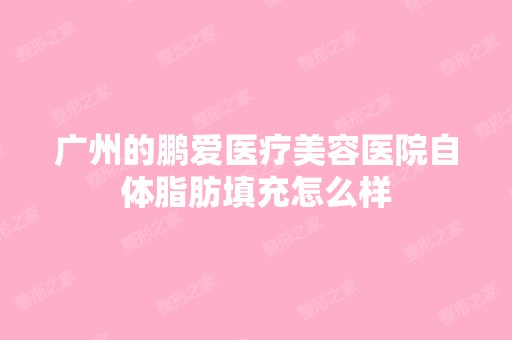 广州的鹏爱医疗美容医院自体脂肪填充怎么样