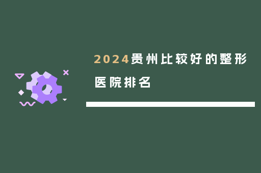 2024贵州比较好的整形医院排名